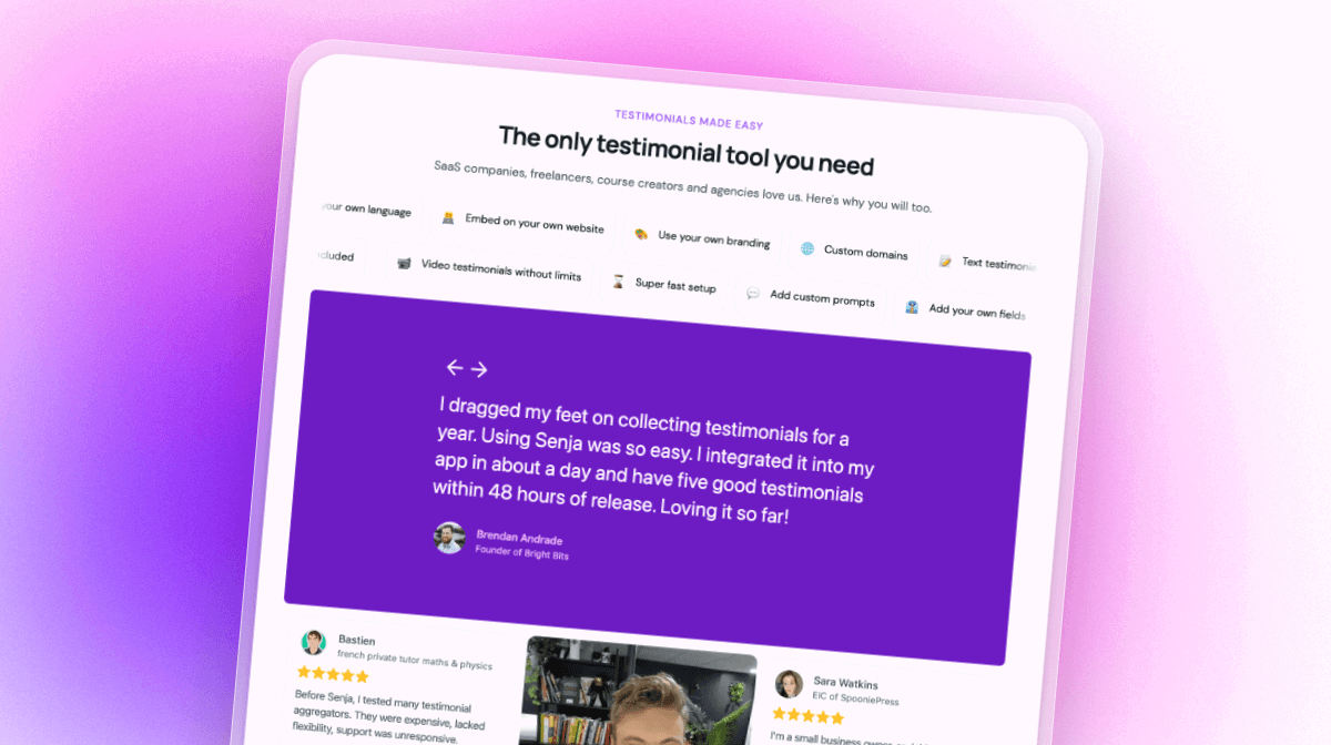 Testimonials below the fold, after a feature page