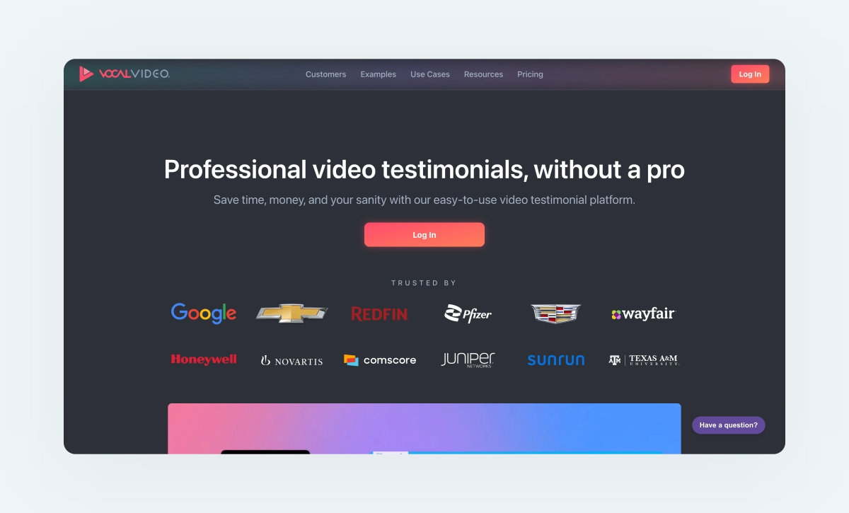 vocal video - example testimonial tool