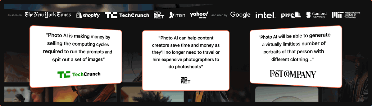 as seen on section on PhotoAI