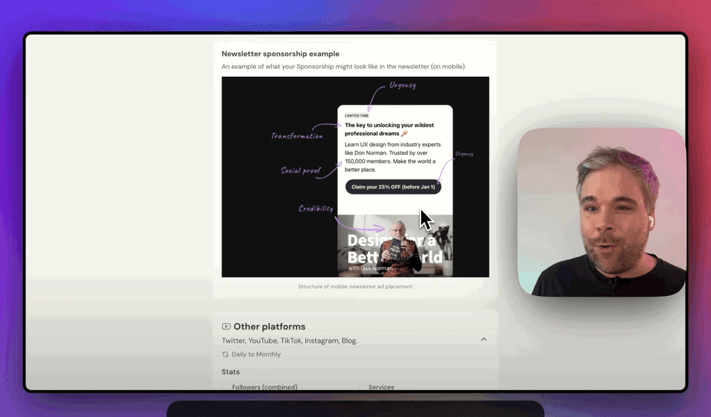 Creator 'Sponsor Me' page teardown
