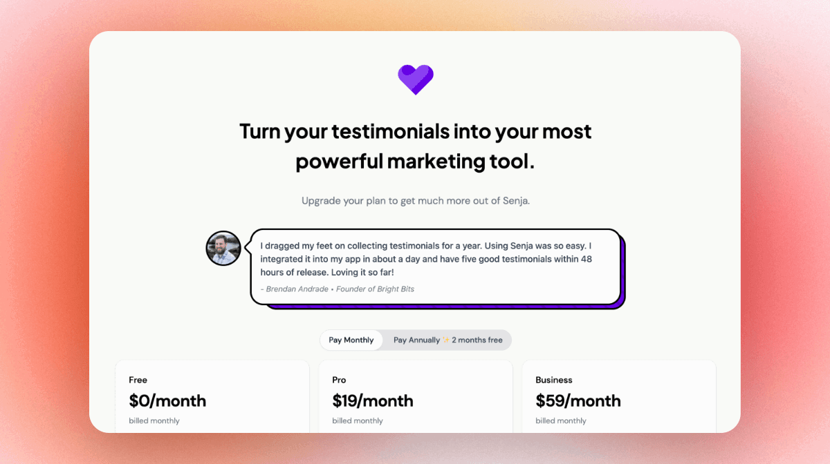 Testimonials on the checkout page