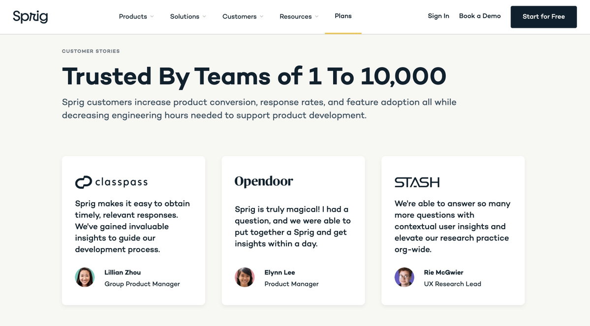 Product Insights Platform for Team that Need Rapid User… | Sprig