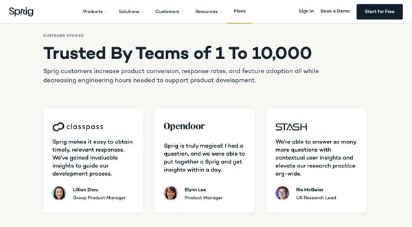 Product Insights Platform for Team that Need Rapid User… | Sprig