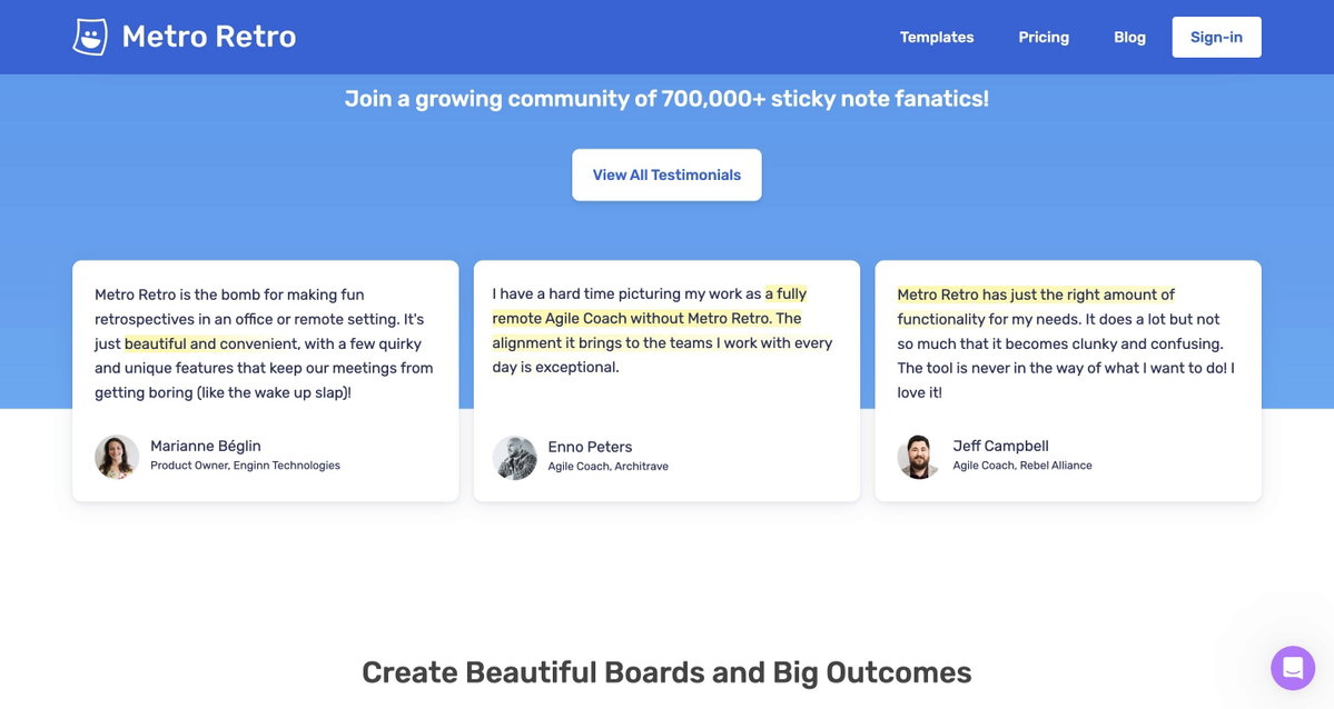 Free Agile Retrospective Tool | Metro Retro