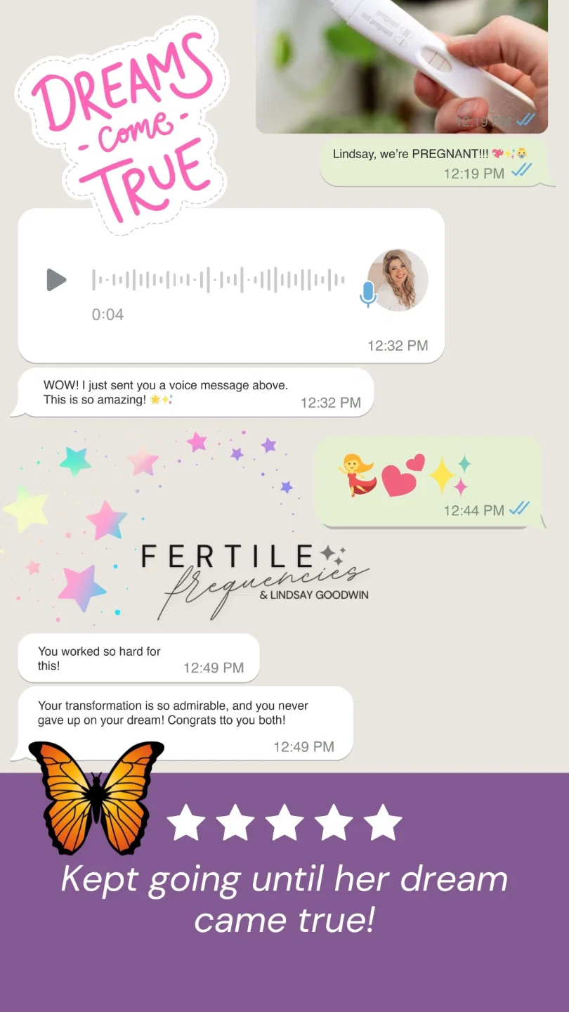 Client message announcing: Lindsay, we're pregnant!